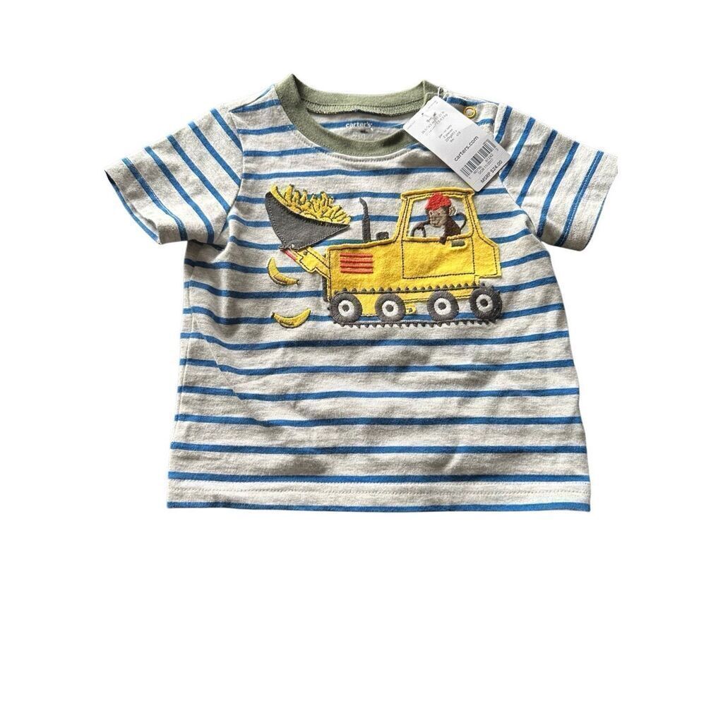 Carter’s boys sz 9 months monkey bulldozer short sleeve tee NEW